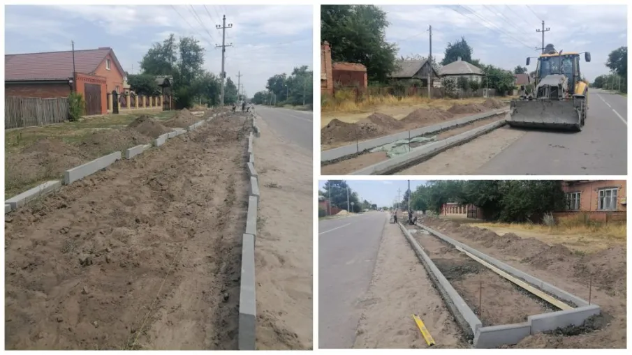 В хуторе Апаринском начаты работы по благоустройству тротуара