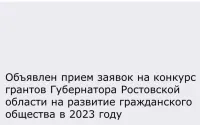 Стартовал прием заявок на конкурс грантов Губернатора Ростовской области на развитие гражданского общества в 2023 году